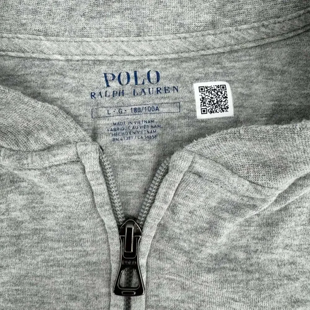 Polo Ralph Lauren Full Zip Sweatshirt Size L Gray Cotton Jacket